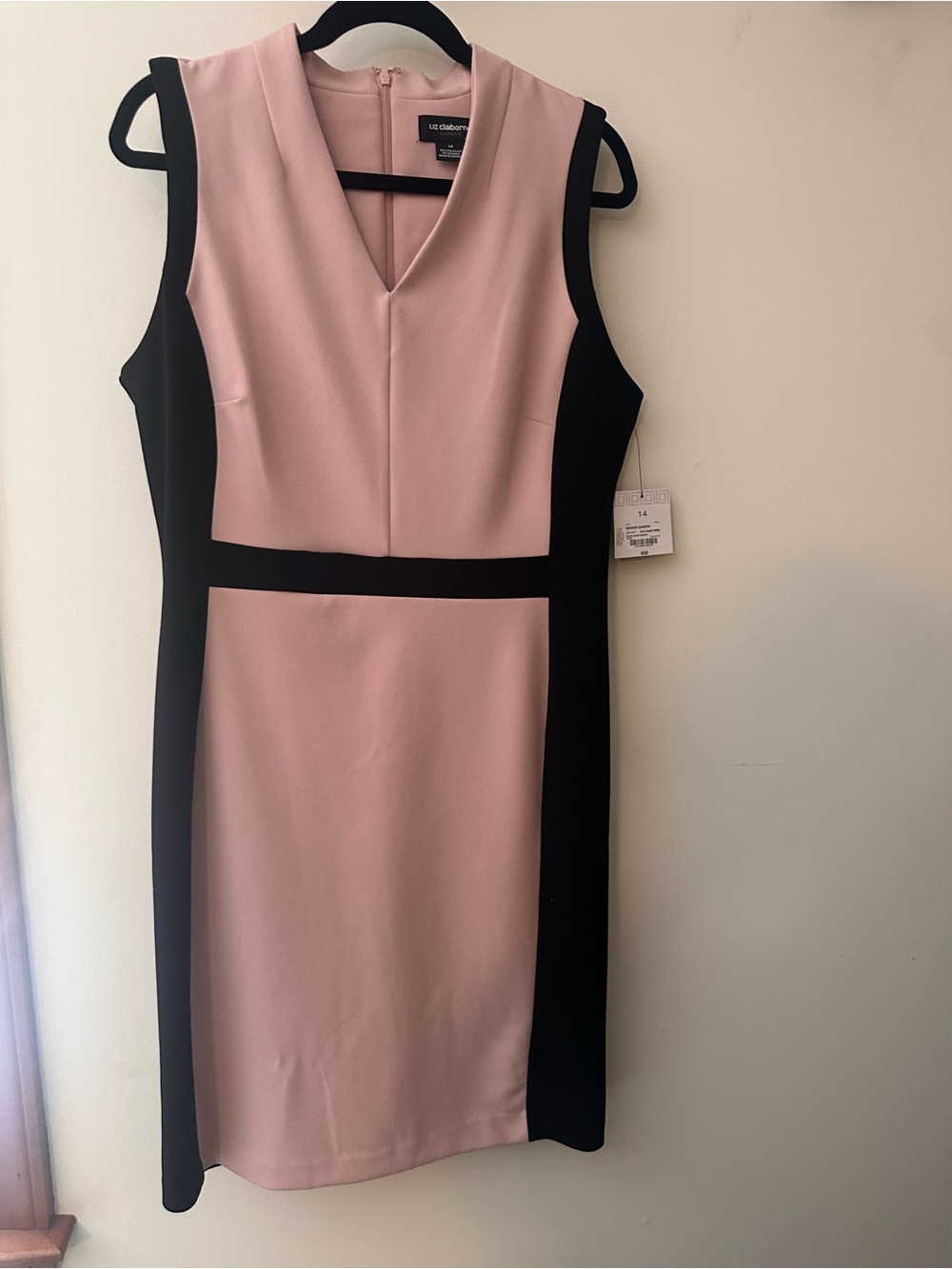 Liz Claiborne Pink and Black Colorblock Sheath